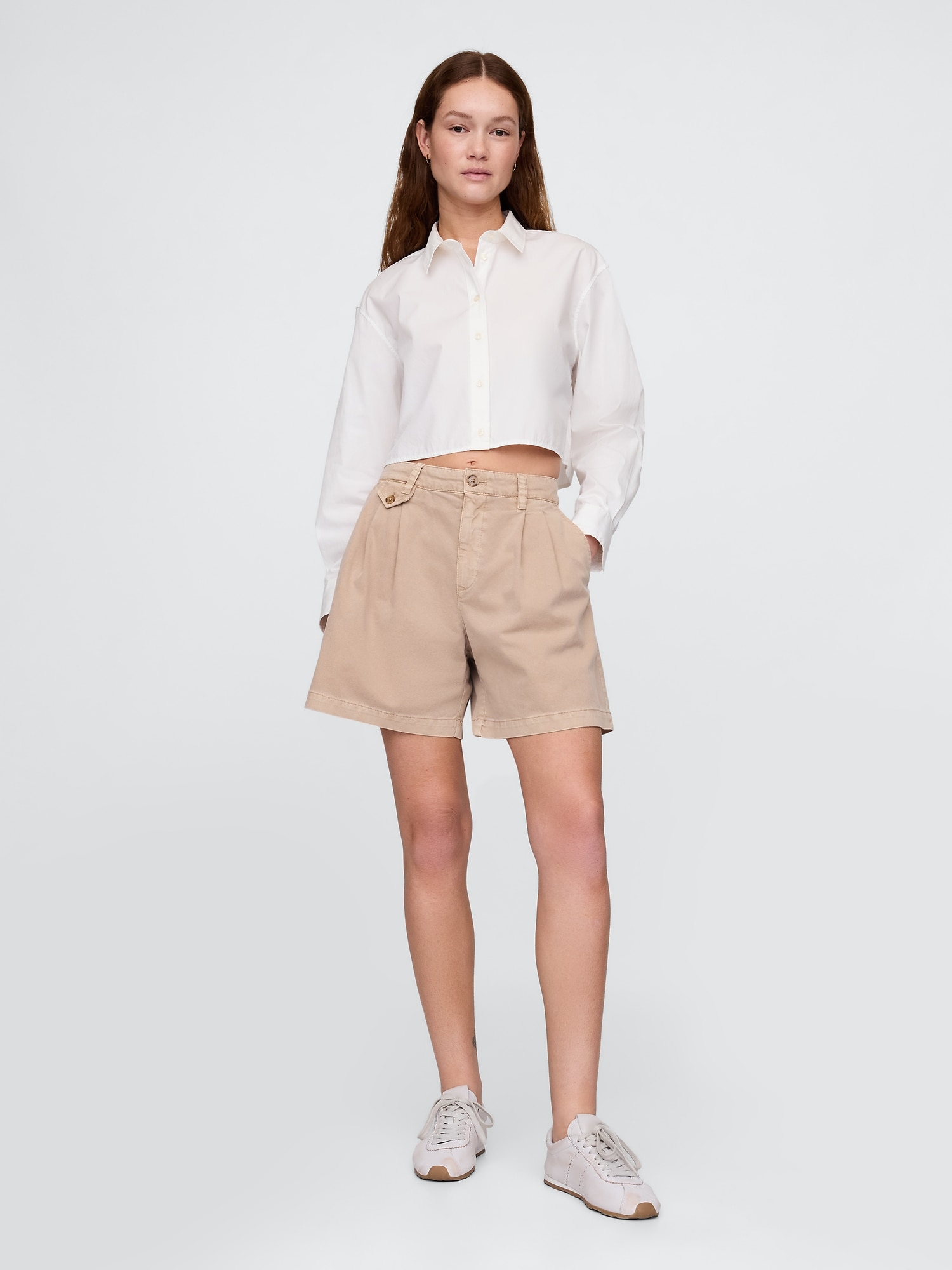 Gap 6インチ ミッドライズ ツイル プリーツ トラウザーショートパンツ Gap 6インチ ミッドライズ ツイル プリーツ トラウザーショートパンツ