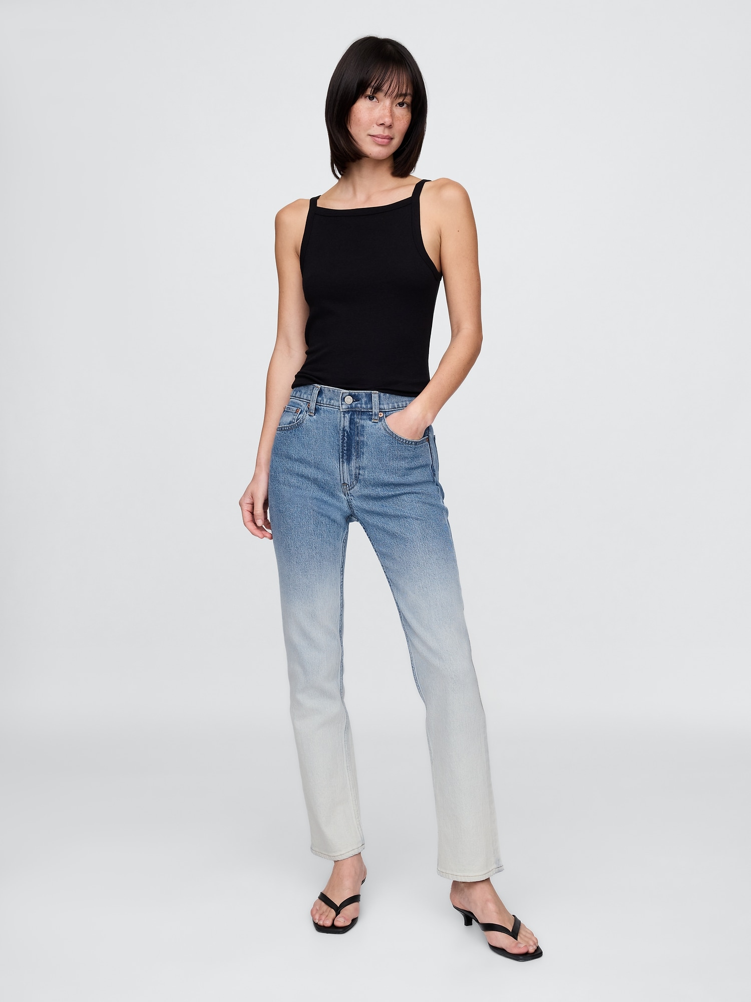 High Rise Ombré '90s Slim Straight Jeans