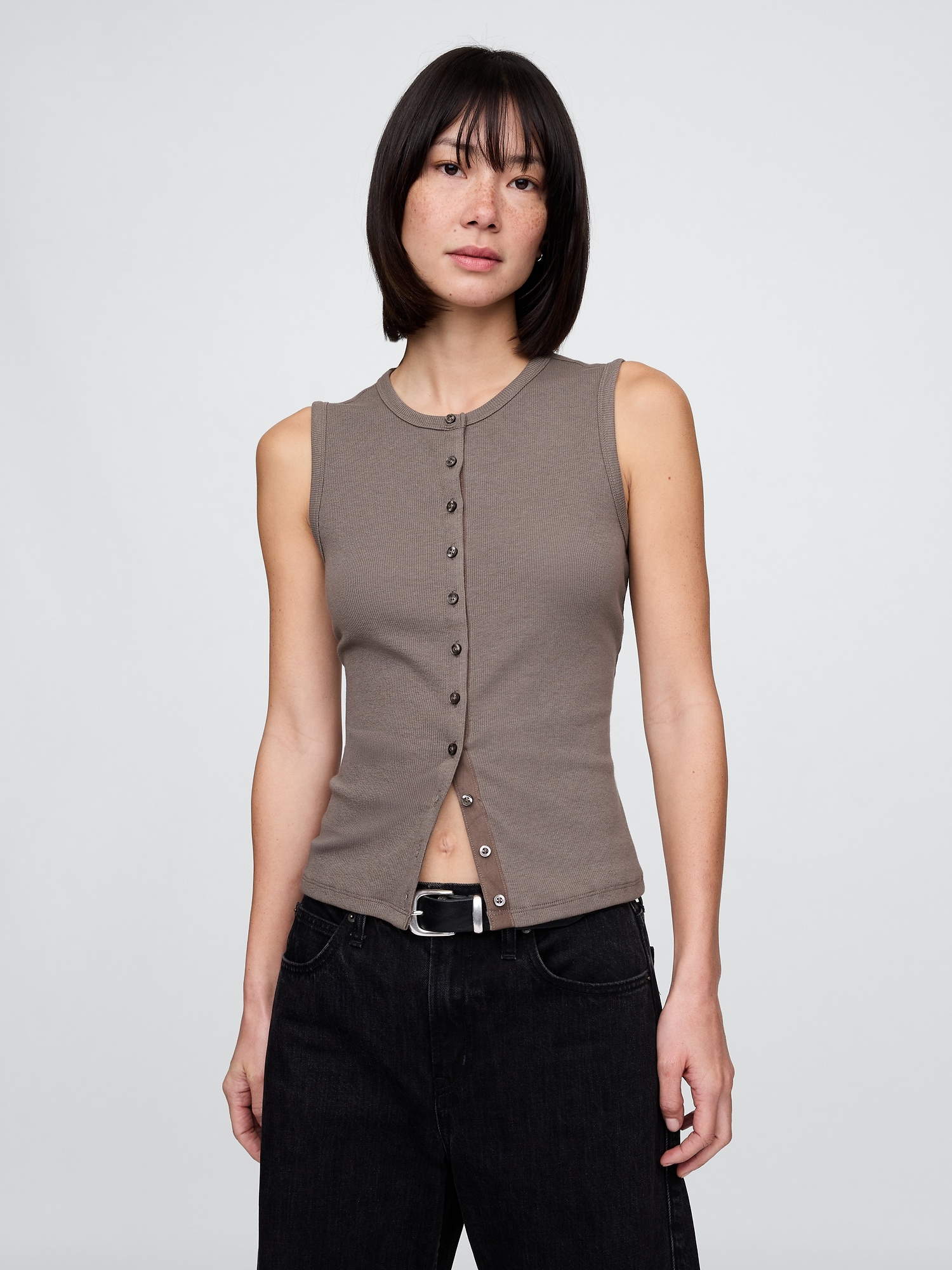 Modern Rib Cardigan Vest