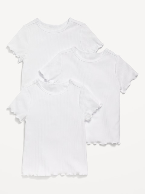 T-SHIRT À MANCHES COURTES À BORDURE ONDULÉE POUR TOUTE-PETITE FILLE (PAQUET DE 3)