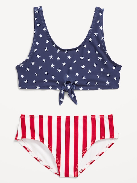 Printed Tie-Knot Bikini Swim Set for Girls
