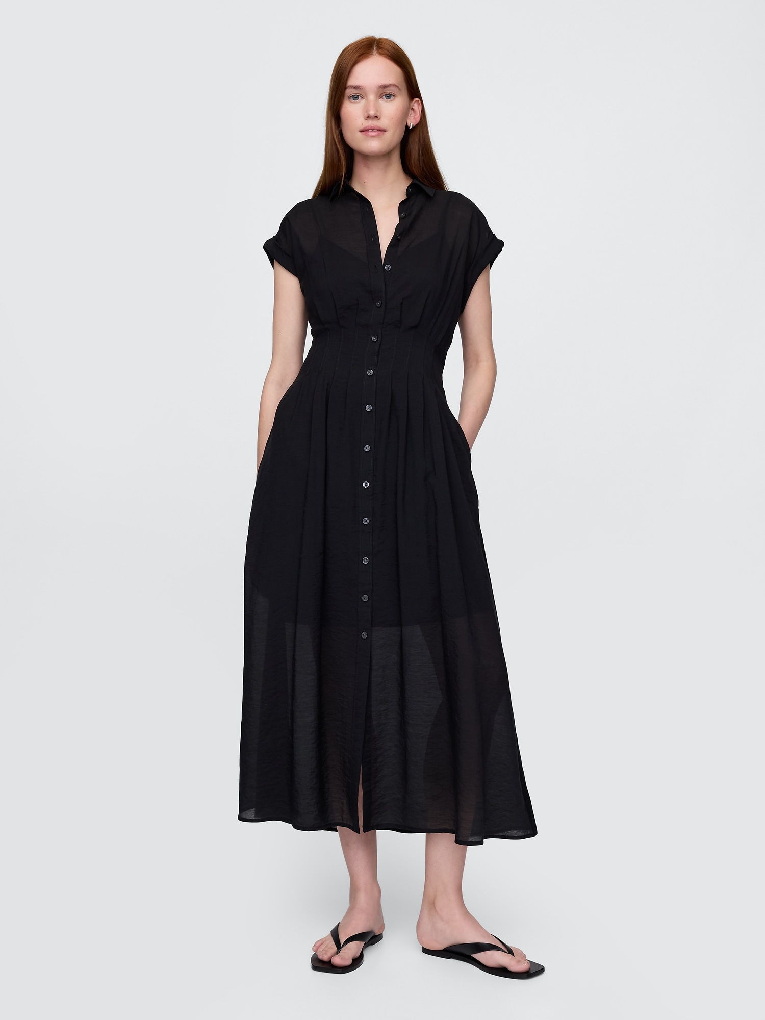 Gap シアー ミディ シャツワンピース Gap シアー ミディ シャツワンピース