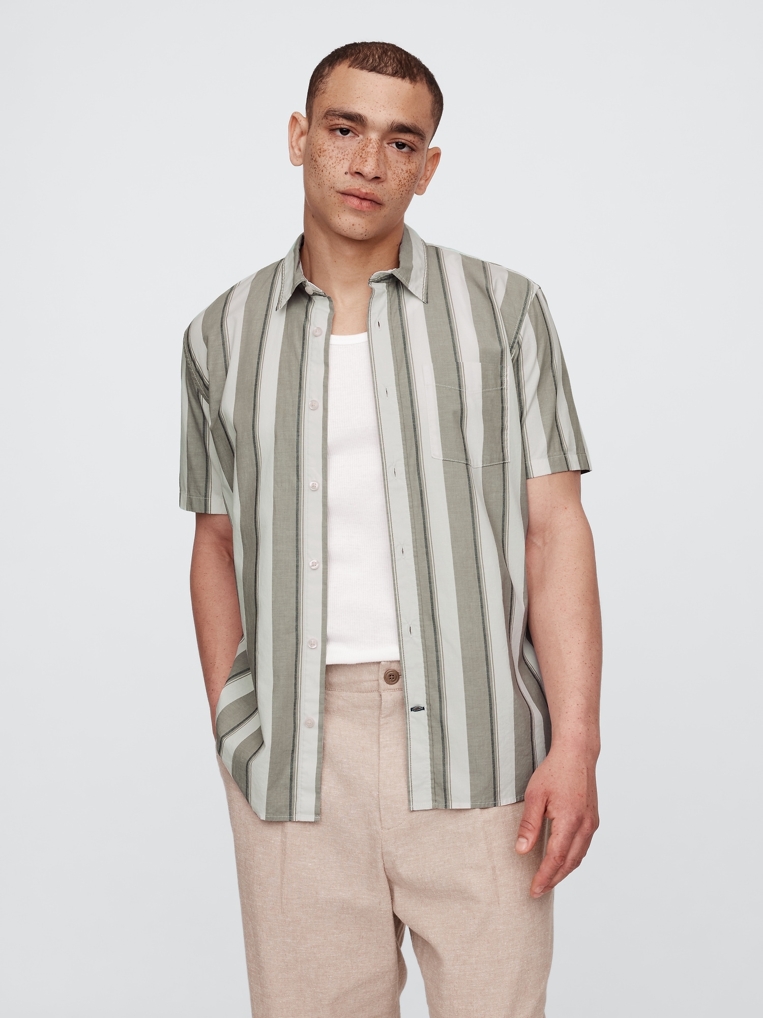 Stretch Poplin Shirt in Standard Fit