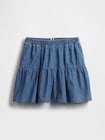 プルオン シャンブレー キュロット ショートパンツ (キッズ)-1