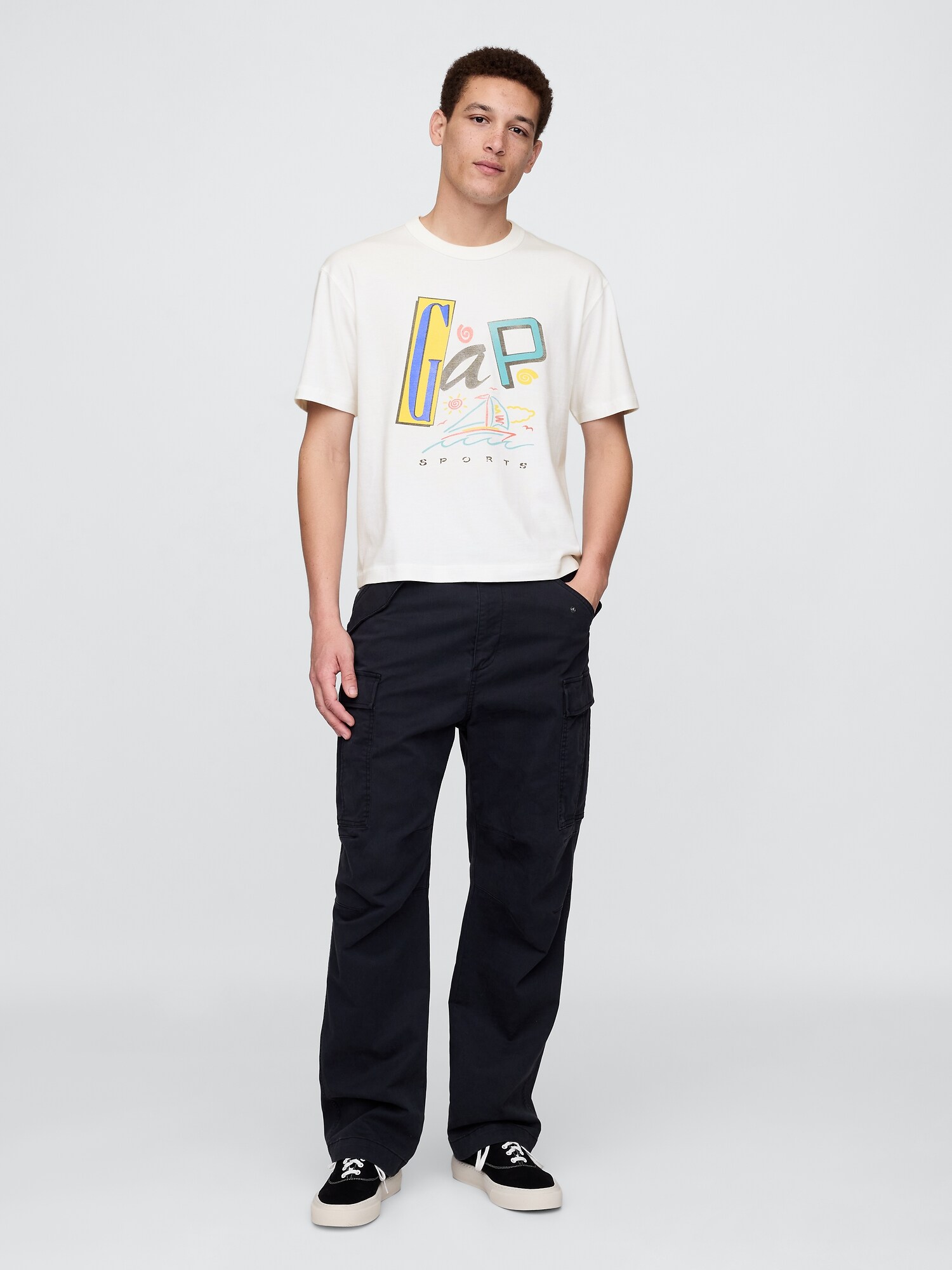 GAPロゴ クロップドTシャツ-1