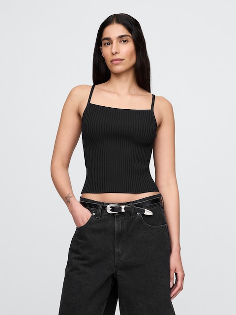 Rib Sweater Crop Tank Top
