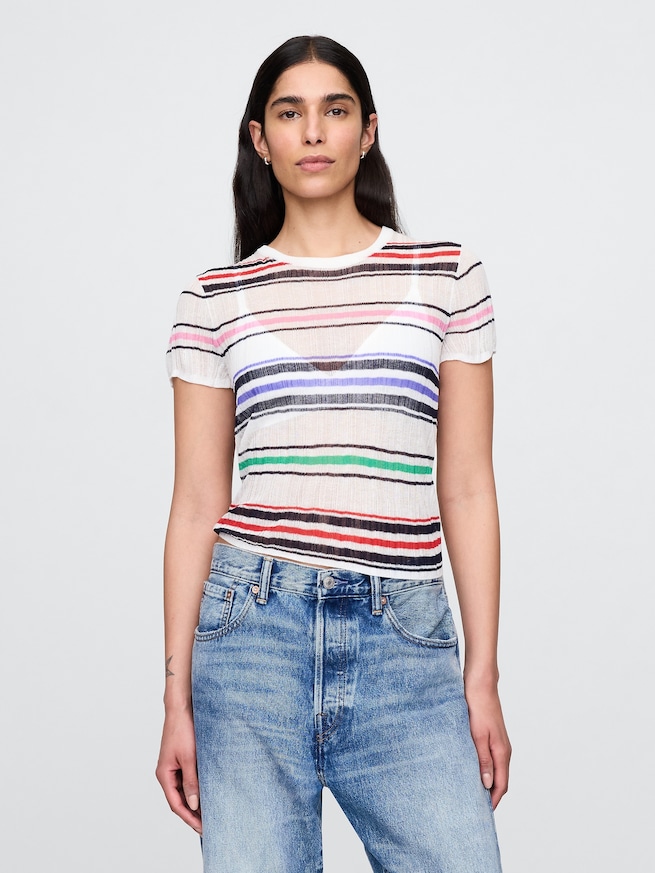 シアーリブニットTシャツ-0