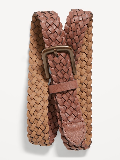 Braided Faux-Leather Belt for Men