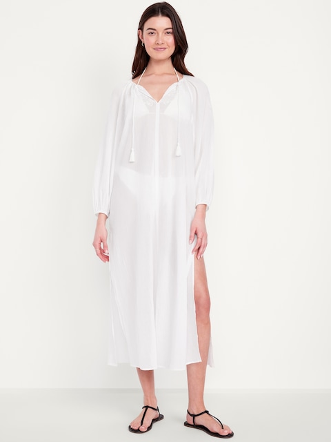 Long-Sleeve Gauze Kaftan
