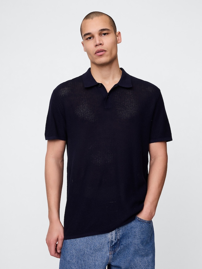 テクスチャー クロシェ ポロシャツ-0