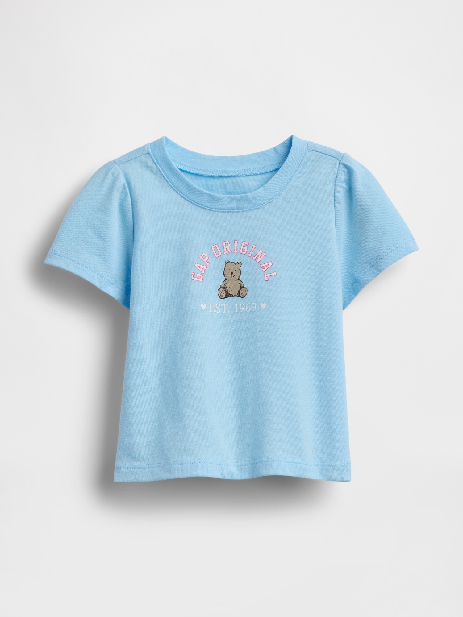 優しく心地良い肌触りのコットンジャ-ジ-Tシャツ クル-ネック 半袖パフスリ-ブ フロントにGAPオリジナルロゴとブラナンベア このTシャツに使用されているコットンは100%米国コットン・トラスト・プ