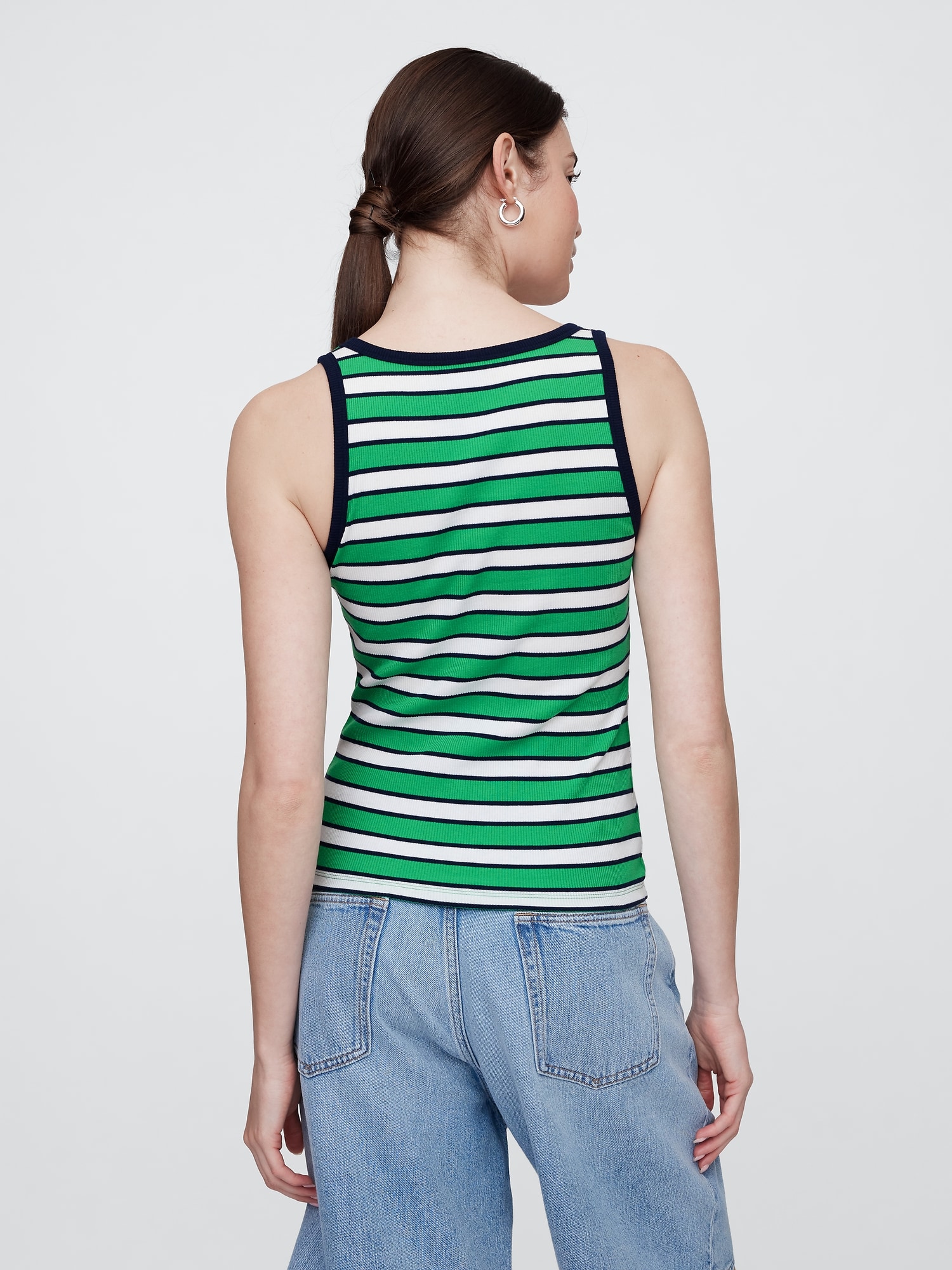 Ribbed Stripe Scoopneck Tank Top | Gap Factory