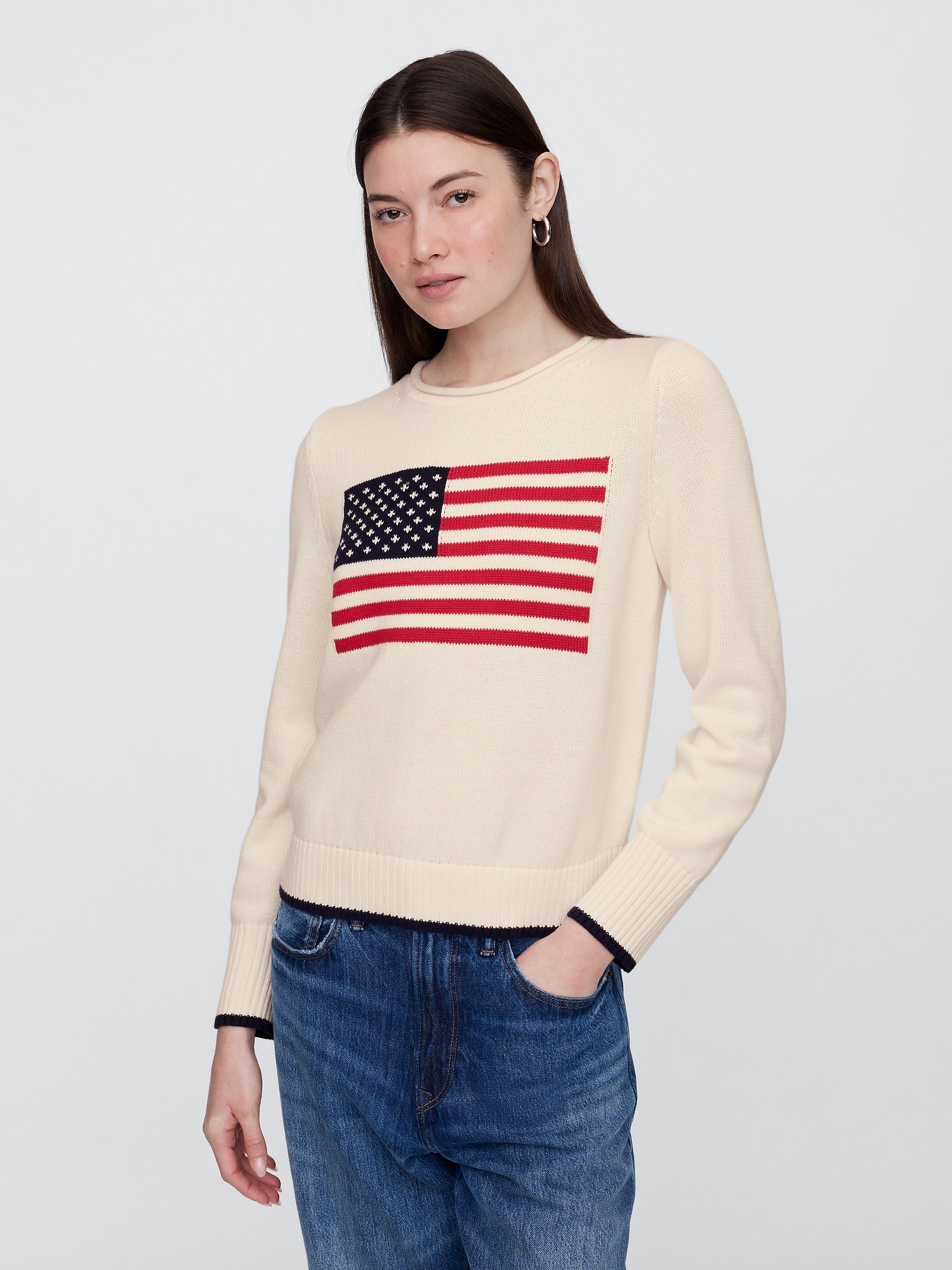 Roll Neck Americana Intarsia Sweater