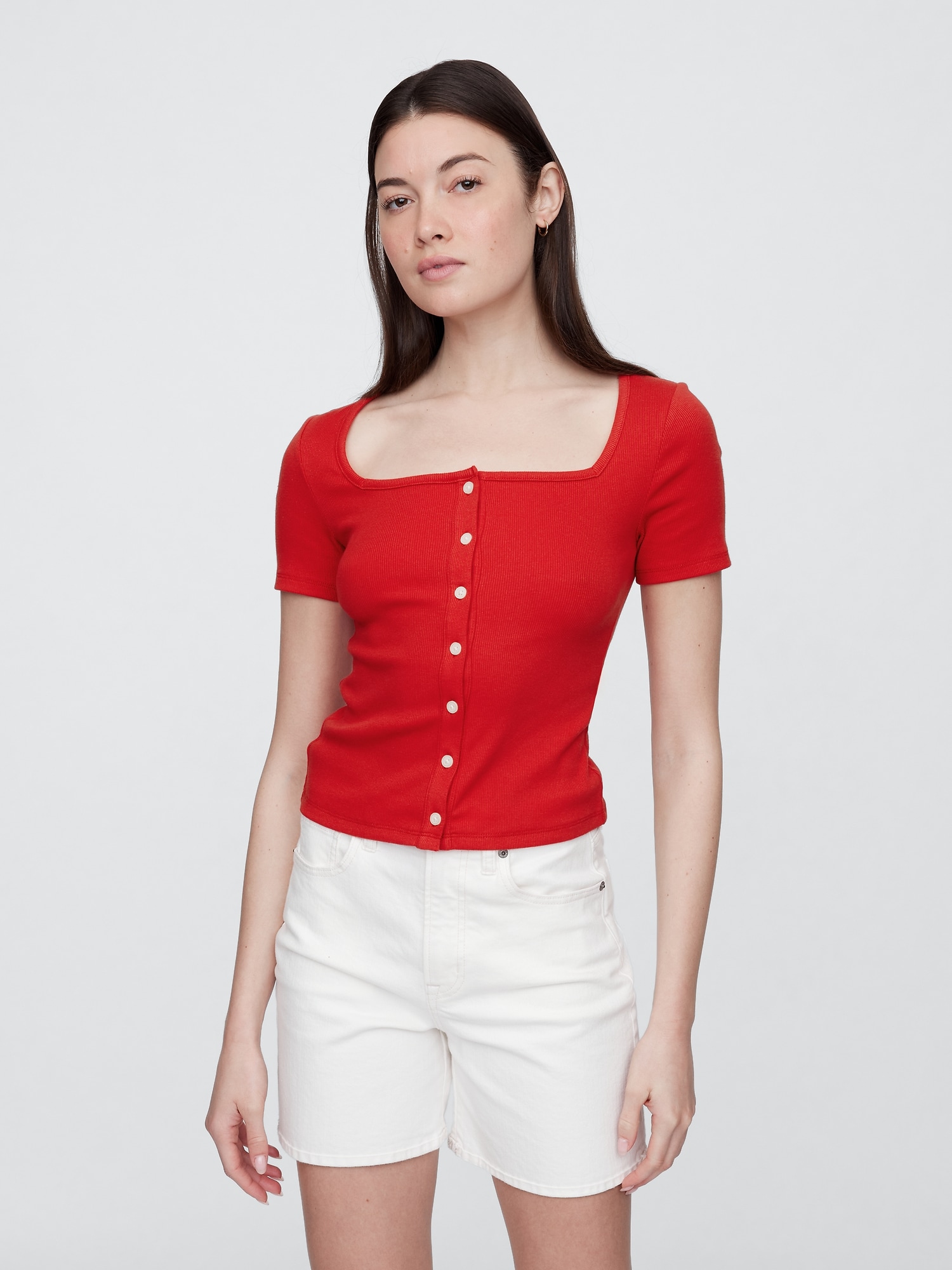 Ribbed Squareneck Top