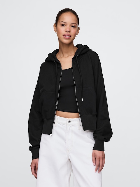 VESTE À CAPUCHON SURDIMENSIONNÉE EN JERSEY BOUCLETTE À COUTURE BISEAUTÉE
