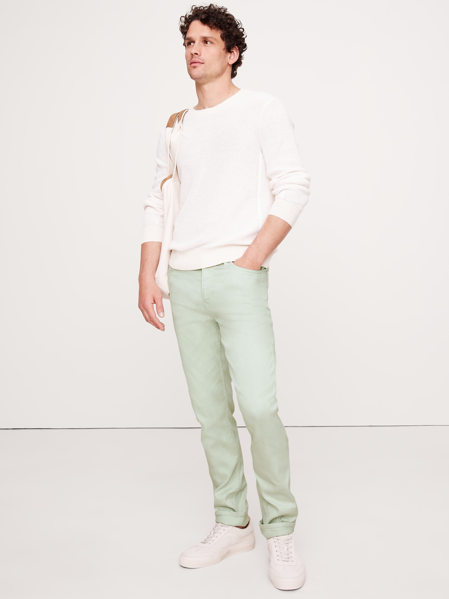 PANTALON VOYAGEUR ÉTROIT EN LIN ET COTON