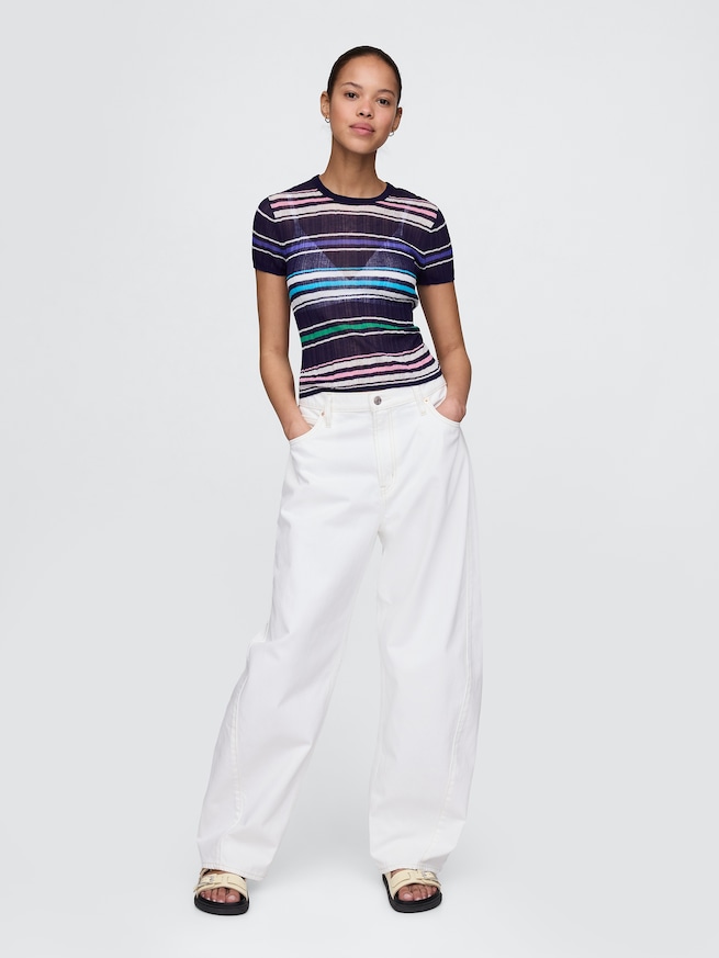 シアーリブニットTシャツ-1