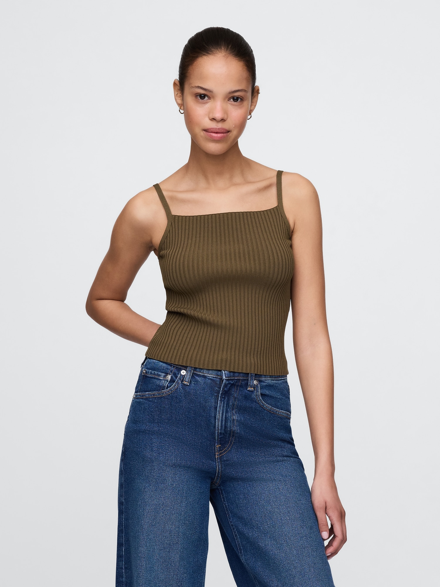 Rib Sweater Crop Tank Top