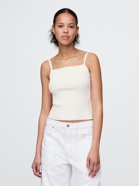 Rib Sweater Crop Tank Top