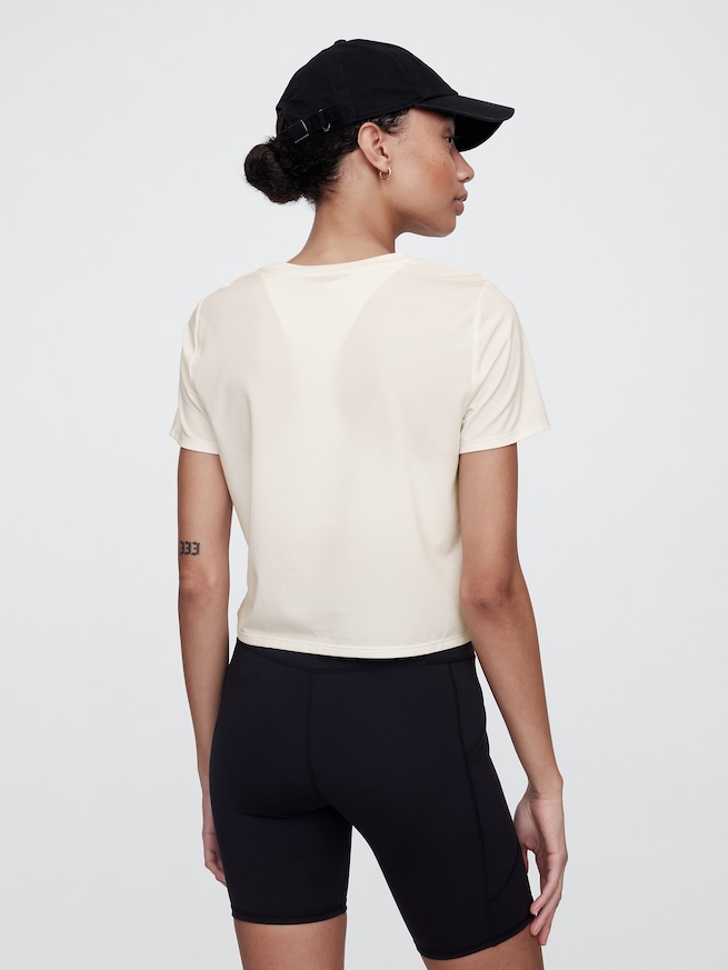 GapFit ブラッシュドジャージー クロップド Tシャツ-1