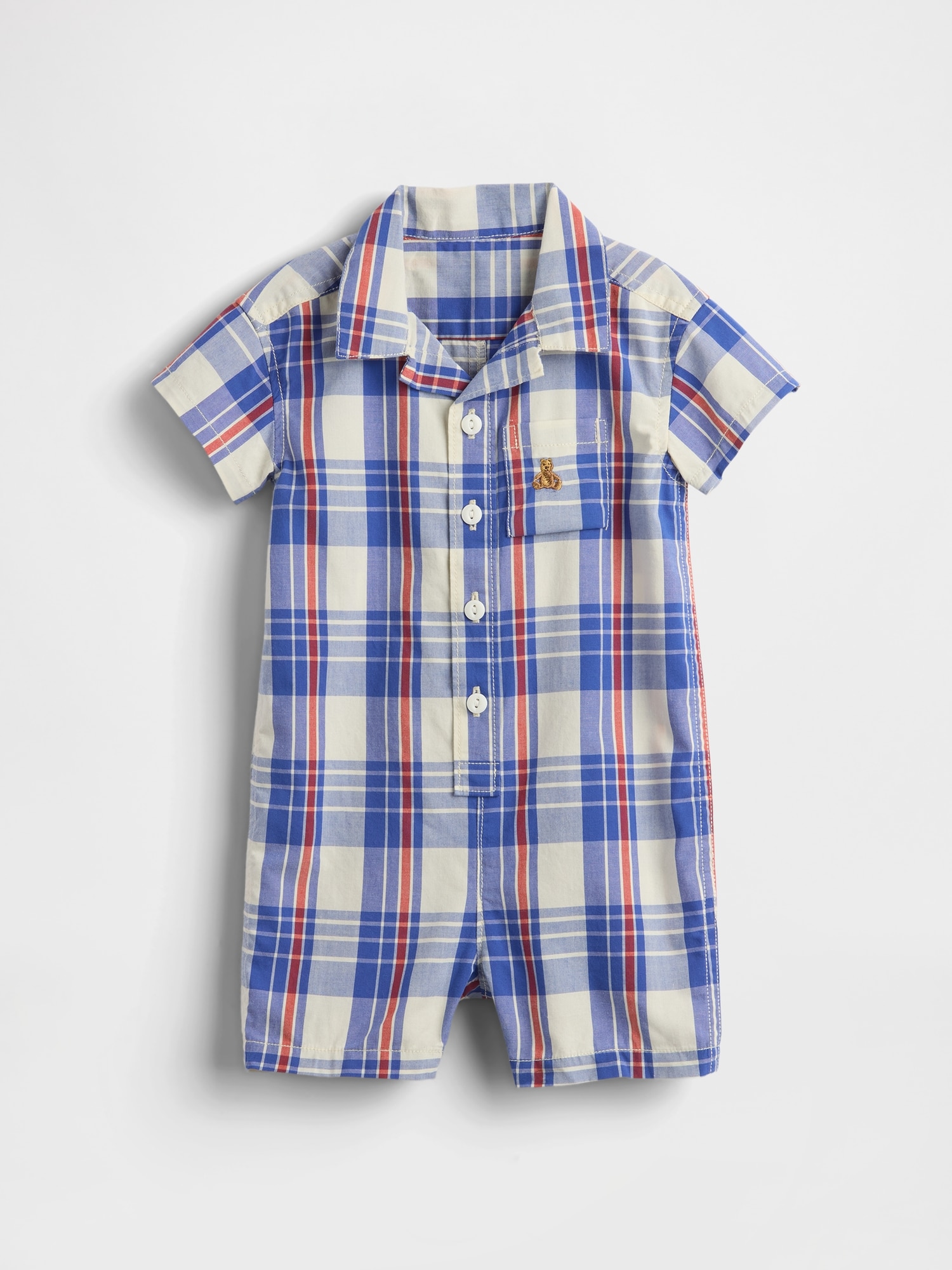 Gap ポプリン ポケット ショートオール (ベビー) Gap ポプリン ポケット ショートオール (ベビー)