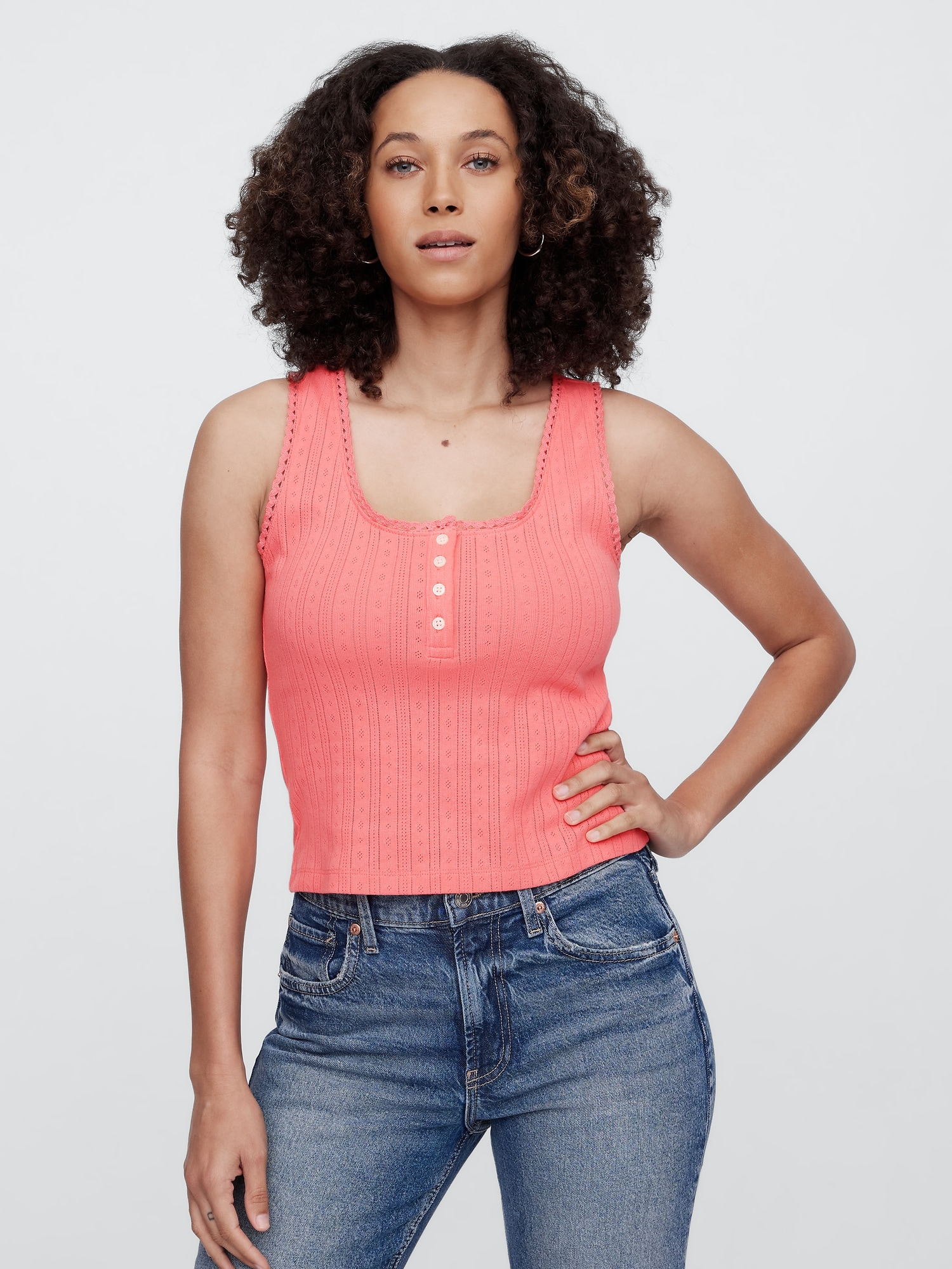 Pointelle Scoopneck Top