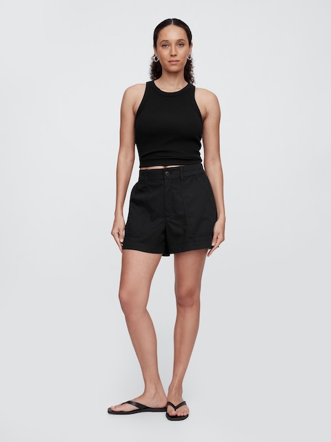 High Rise 4" Khaki Girlfriend Shorts