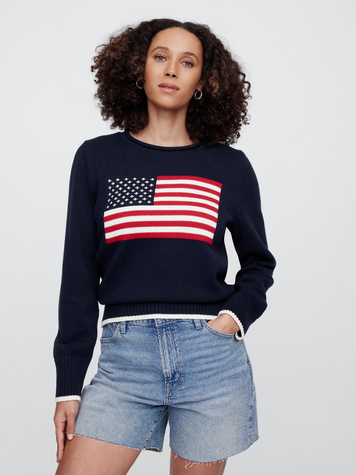 Roll Neck Americana Intarsia Sweater