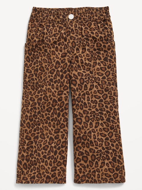 Printed Pull-On Baggy Wide-Leg Cargo Twill for Toddler Girls