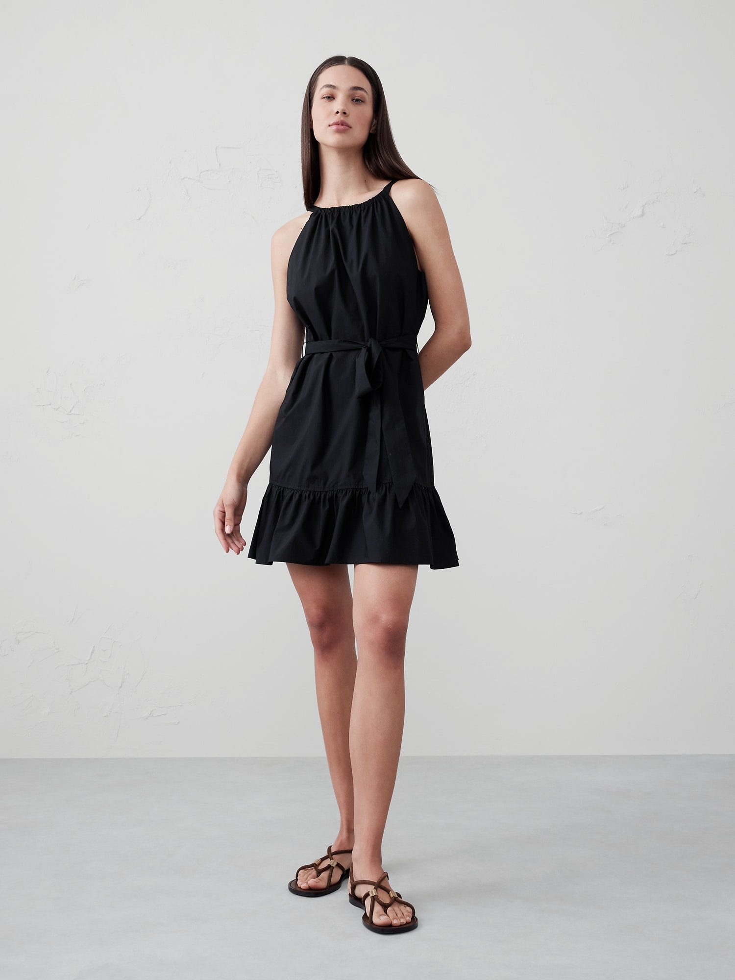 Poplin Tiered Mini Dress
