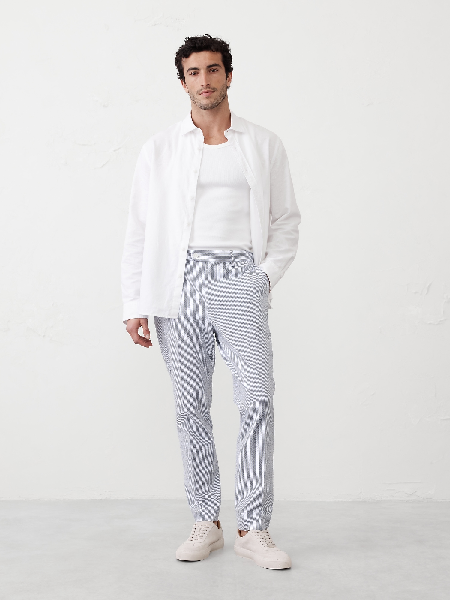Tailored-Fit Seersucker Suit Trouser