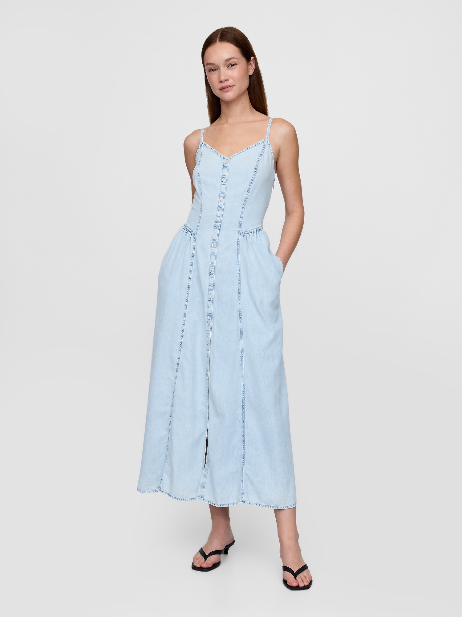 Gap デニム シーム マキシワンピース Gap デニム シーム マキシワンピース