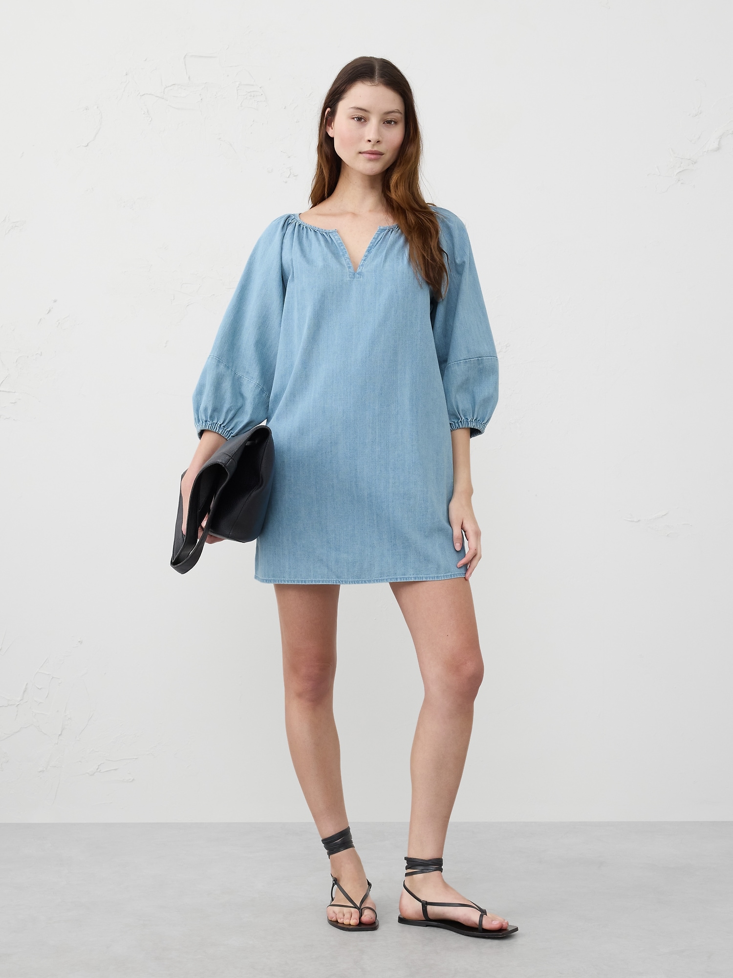 Puff-Sleeve Mini Dress