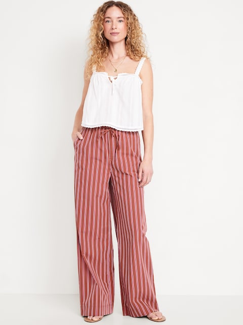 High-Waisted Poplin Super Wide-Leg Pants