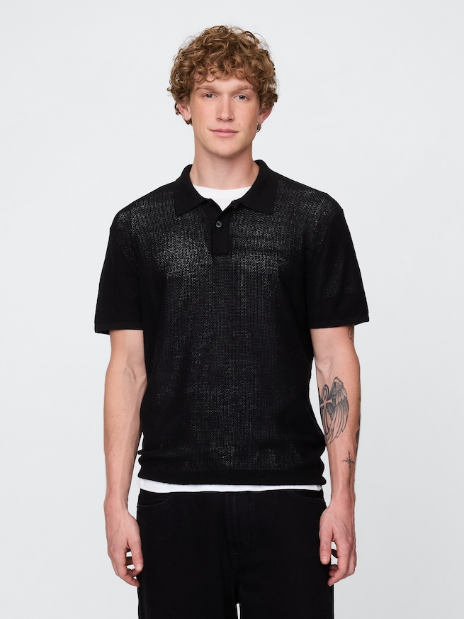 テクスチャー クロシェ ポロシャツ-0