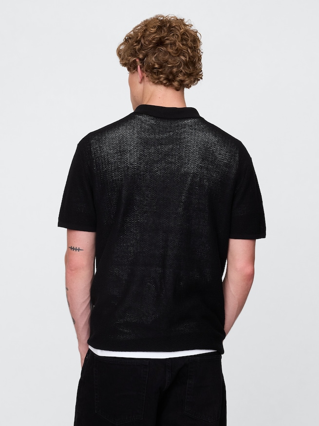 テクスチャー クロシェ ポロシャツ-3