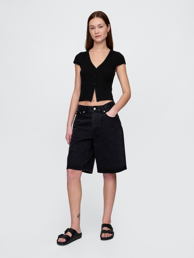 クロップド リブカーディガン-1