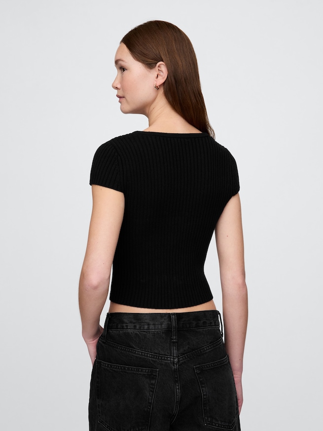 クロップド リブカーディガン-2