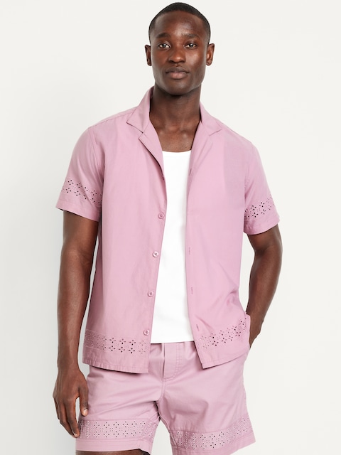 CHEMISE DE VACANCES À MANCHES COURTES AVEC BRODERIE ANGLAISE