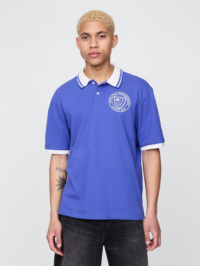 GAP ATHLETICロゴ ピケポロシャツ-0