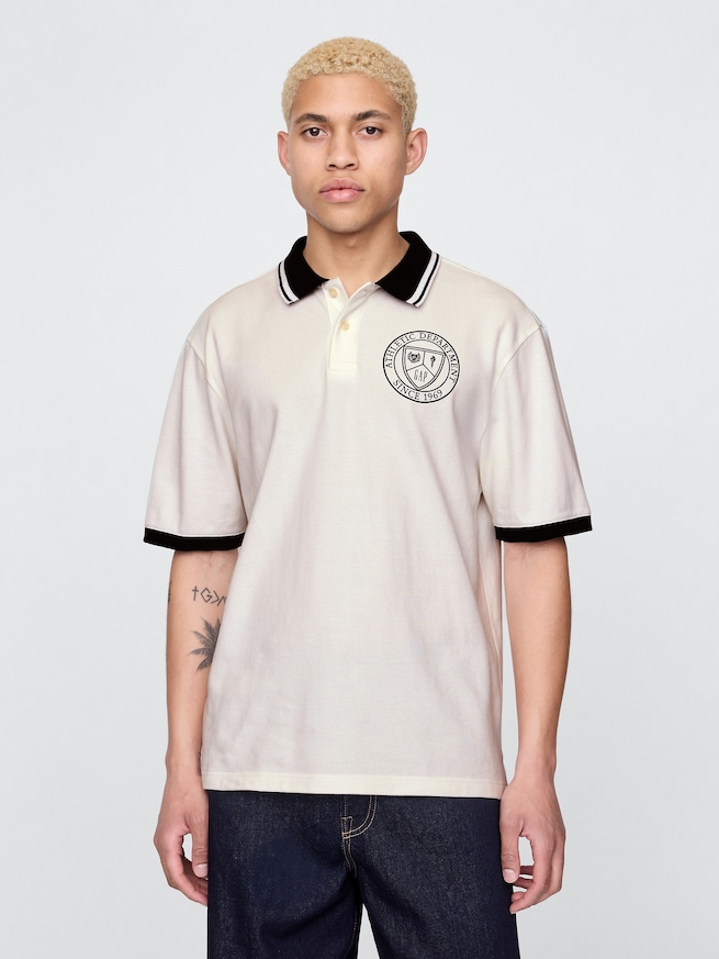GAP ATHLETICロゴ ピケポロシャツ-0
