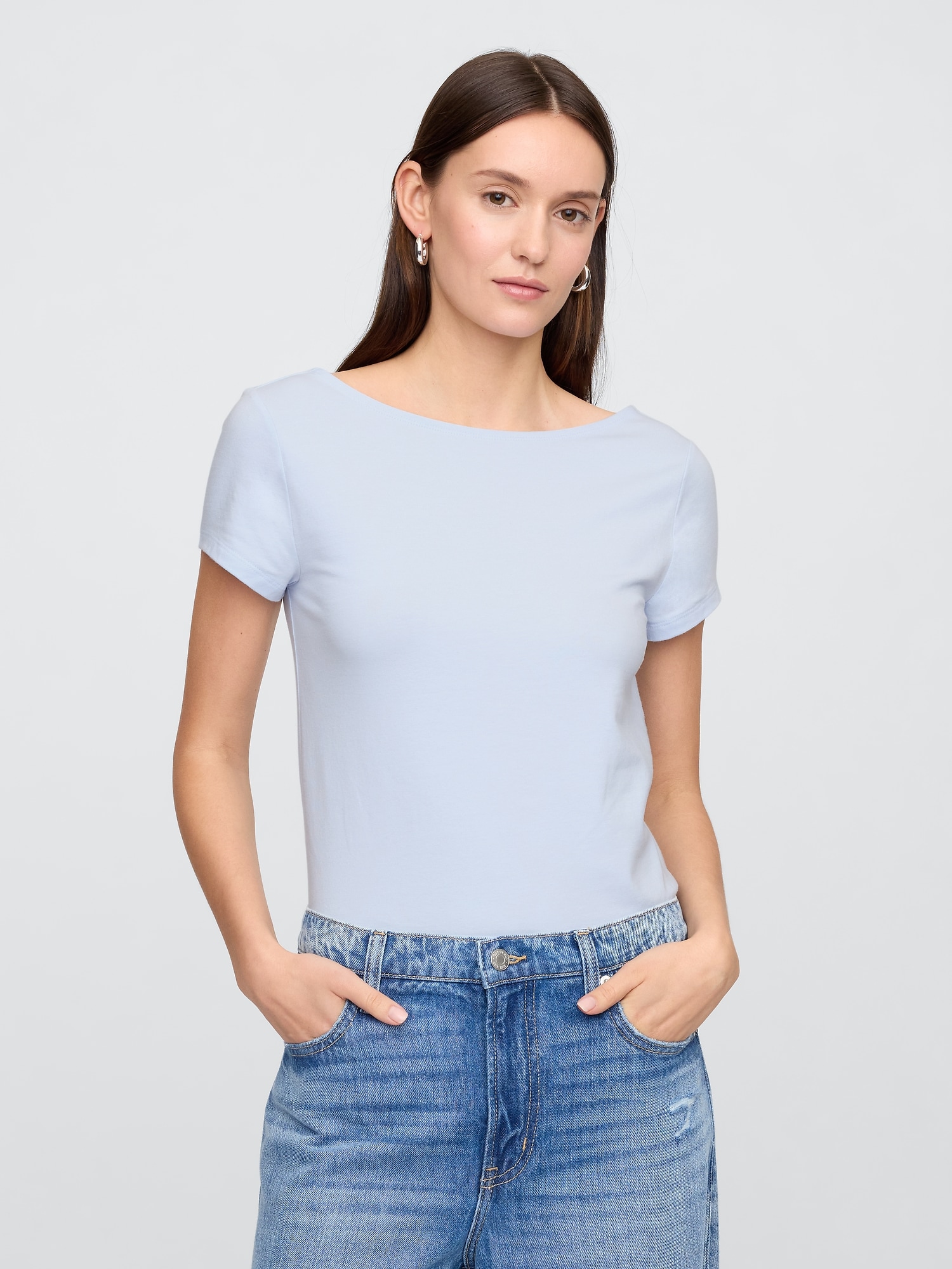 Boatneck open-back t-shirt