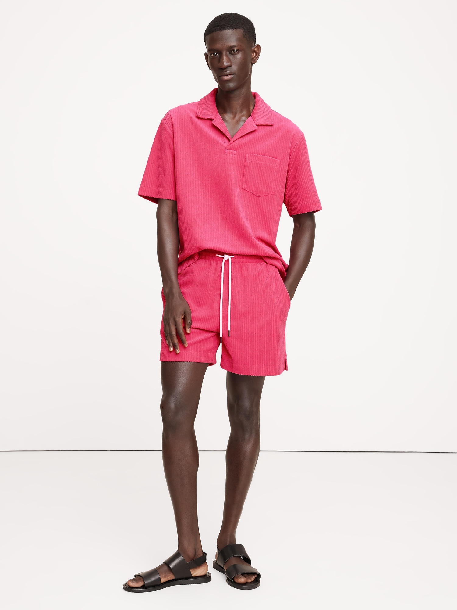 POLO EN TISSU BOUCLETTE CÔTELÉ