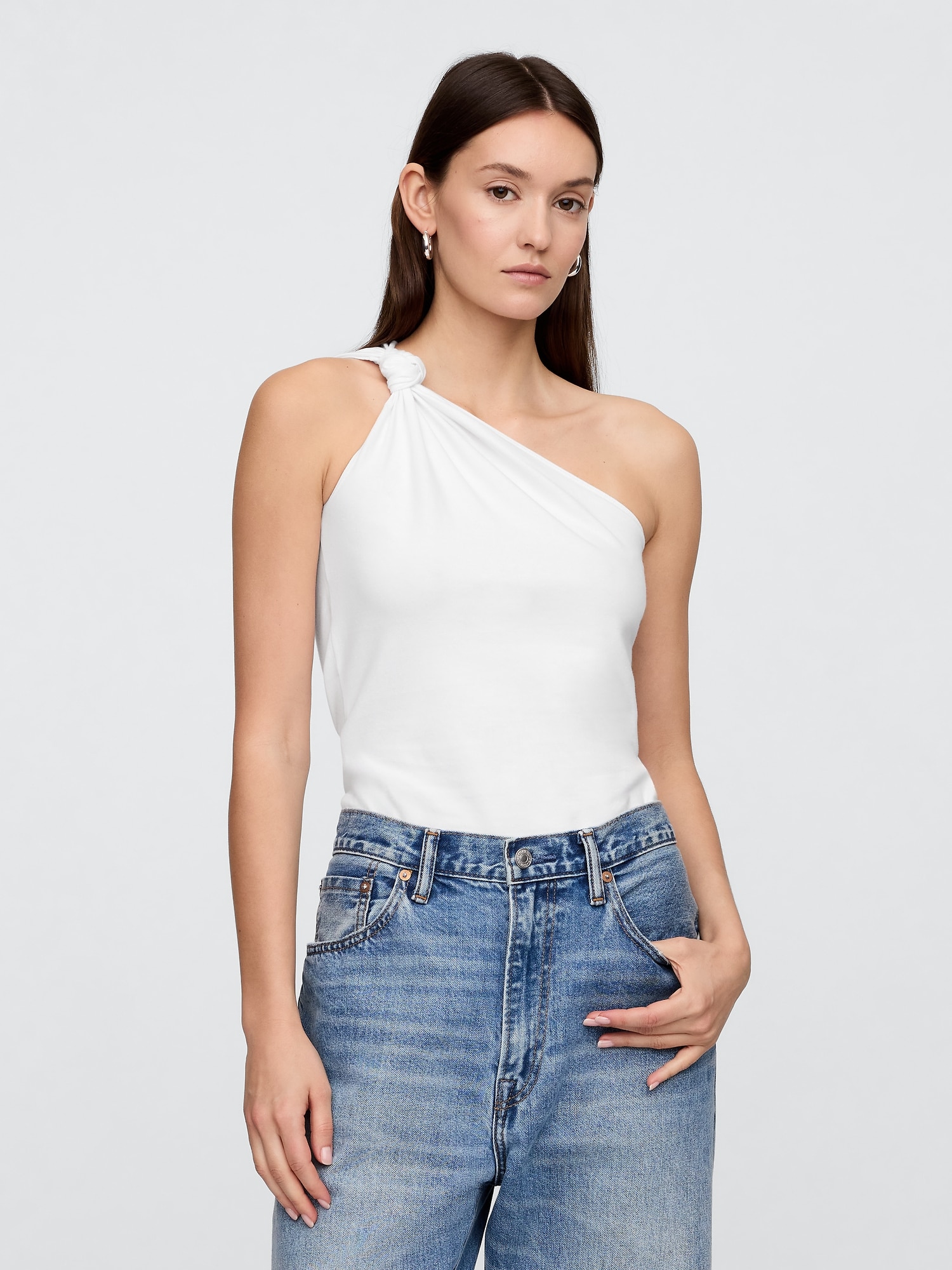 One-Shoulder Stretch-Jersey Tank Top