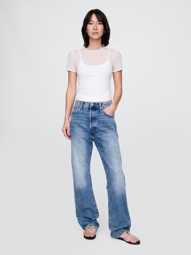 メッシュ クロップドTシャツ-1