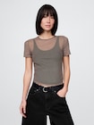 メッシュ クロップドTシャツ-0