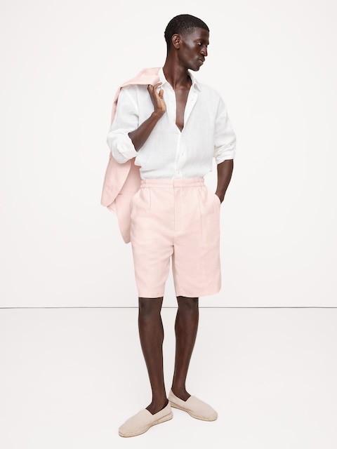 9.5" Linen Pleated Pull-On Short