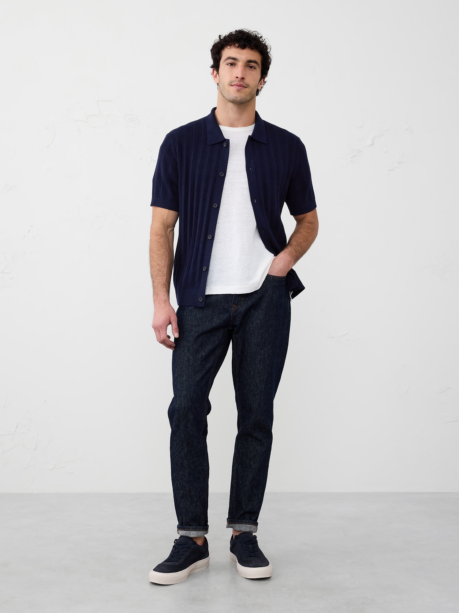 CHANDAIL POLO TEXTURÉ À RAYURES