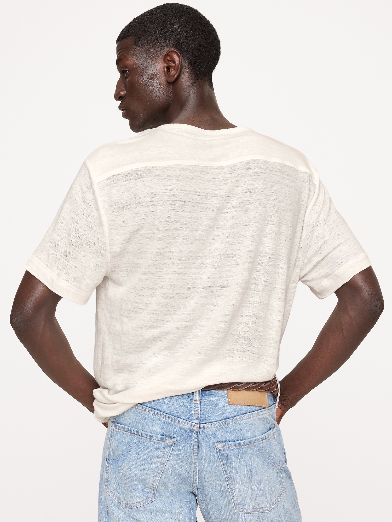 リネン ヘンリーネックTシャツ-1
