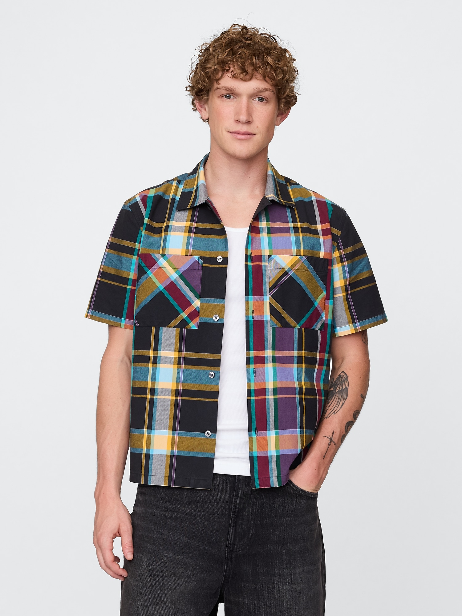 Gap ミックスプレイド オックスフォードシャツ Gap ミックスプレイド オックスフォードシャツ